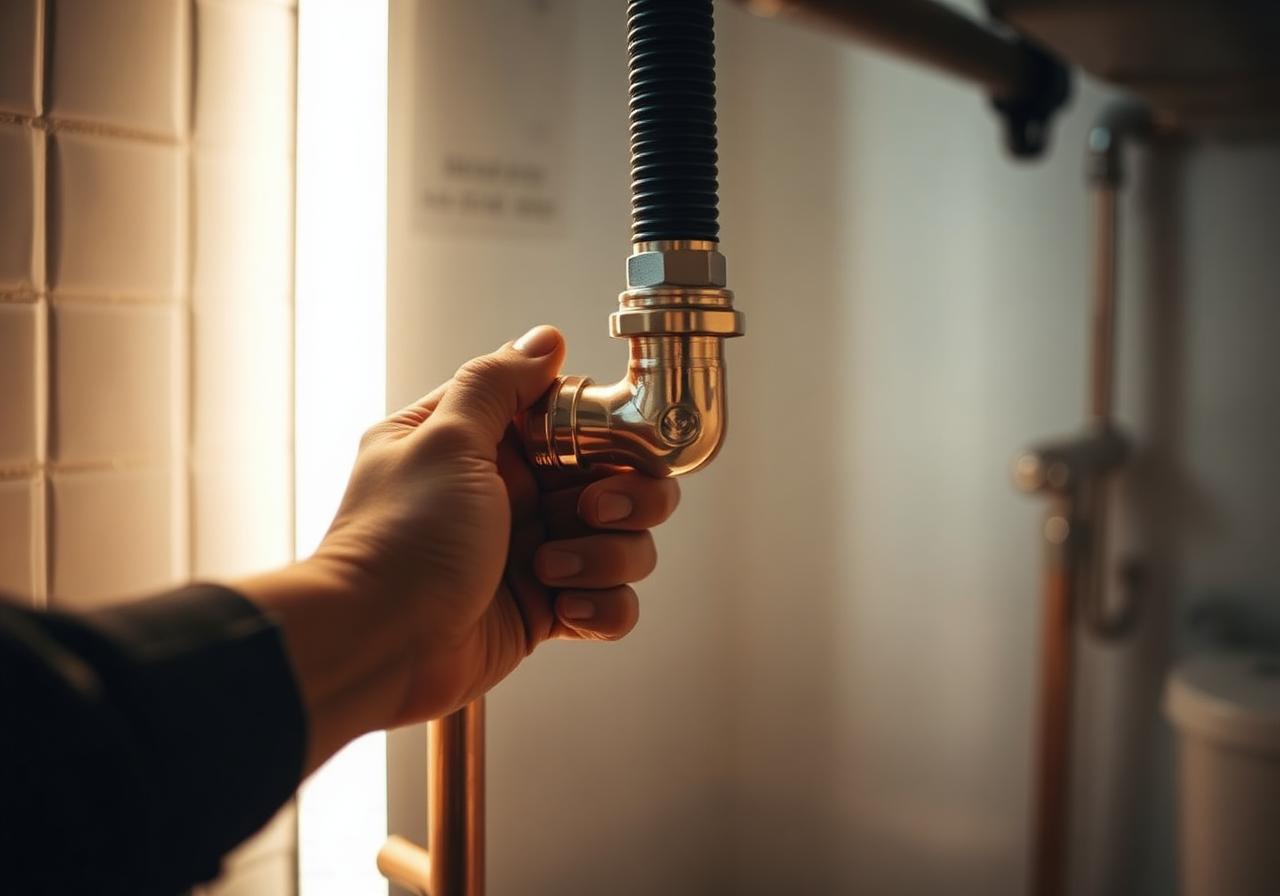 A plumber installing a copper fitting